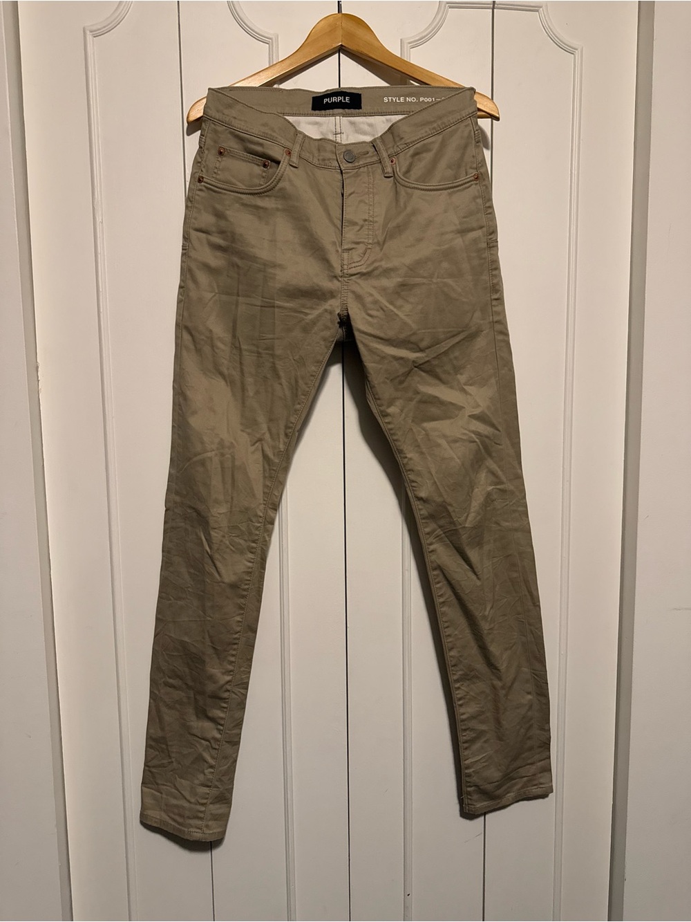 PURPLE Brand Slim Khaki Pants - Light Olive